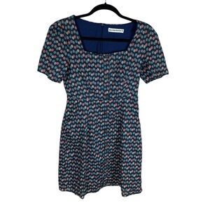 *2/$30* SM Wardrobe Navy Balloon Print Short Sleeve Square Neck Cotton Dress S